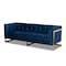 Baxton Studio Ambra Blue Velvet Upholstered and Tufted Sofa with Gold-Tone Frame 156-8866 - alternate 1
